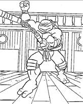 coloriage tortue ninja en train de se battre